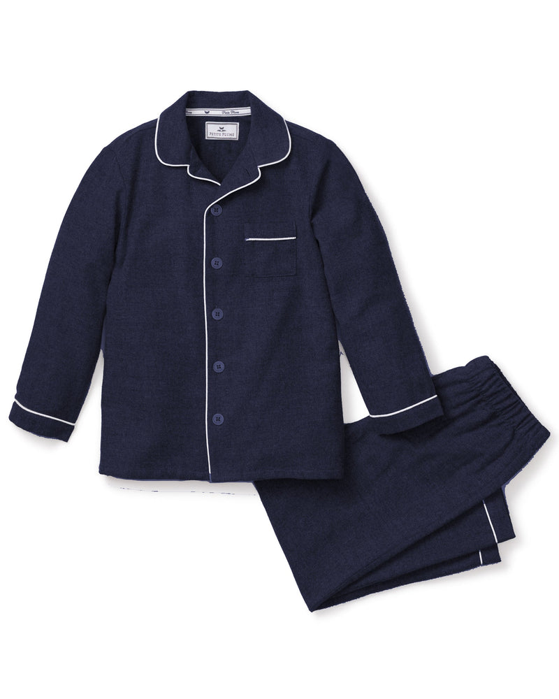 Petite Plume Children's Pajama Set in Navy Flannel