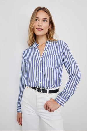 Rails Wren Top in Blue/White