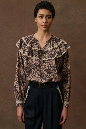 Louise Misha Nicole Blouse in Black Blooming Woods