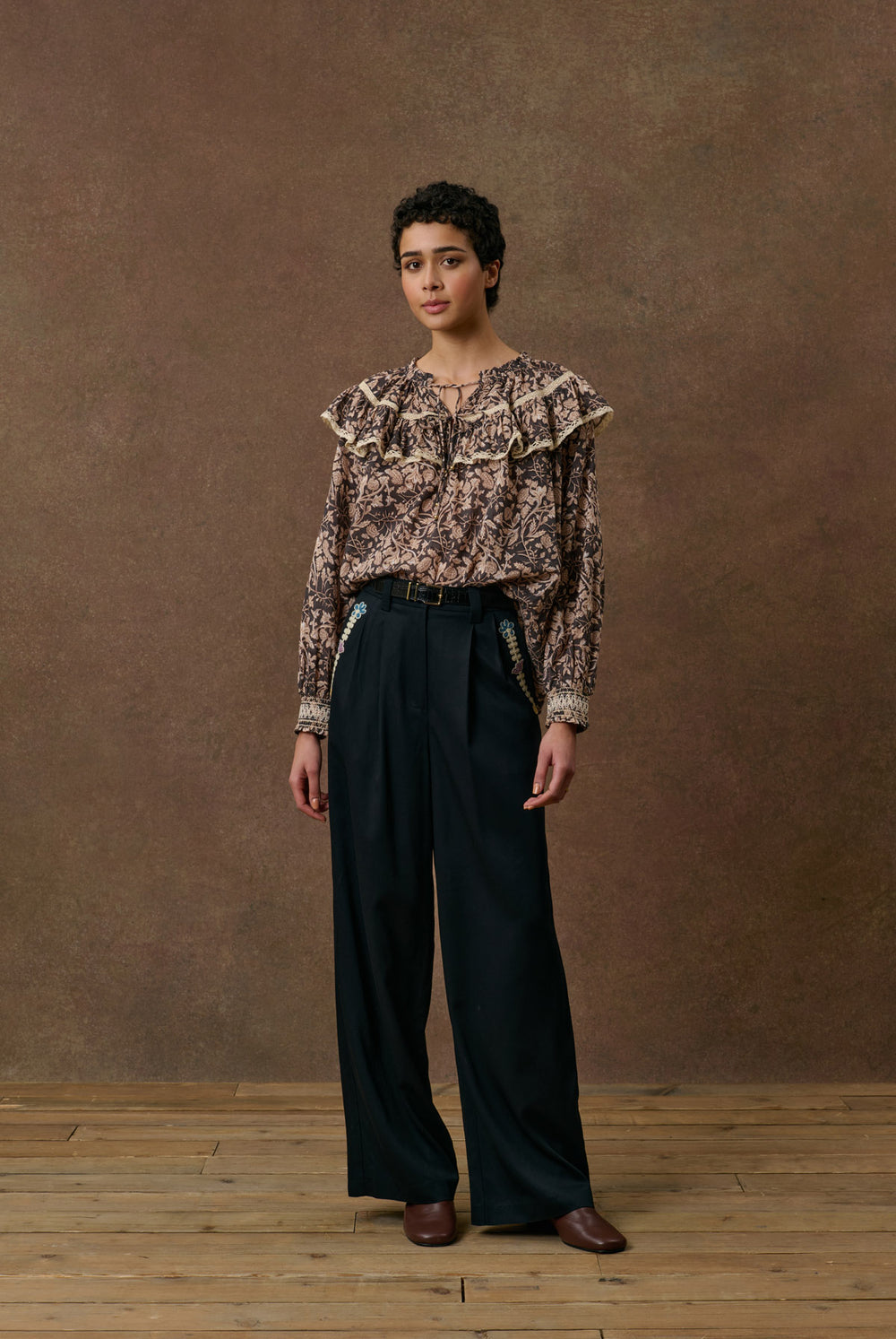 Louise Misha Nicole Blouse in Black Blooming Woods