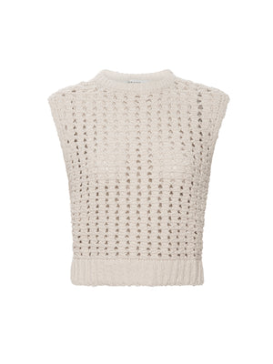 Frame Tape Yarn Sweater Vest in Cream