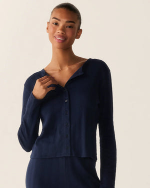 Petite Plume Women's Pointelle Cardigan In Navy