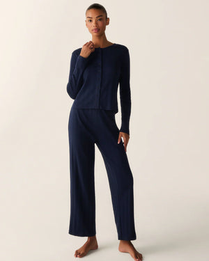 Petite Plume Women's Pointelle Cardigan In Navy
