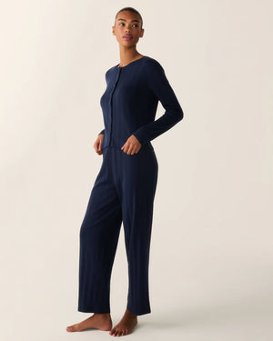 Petite Plume Women's Pointelle Cardigan In Navy