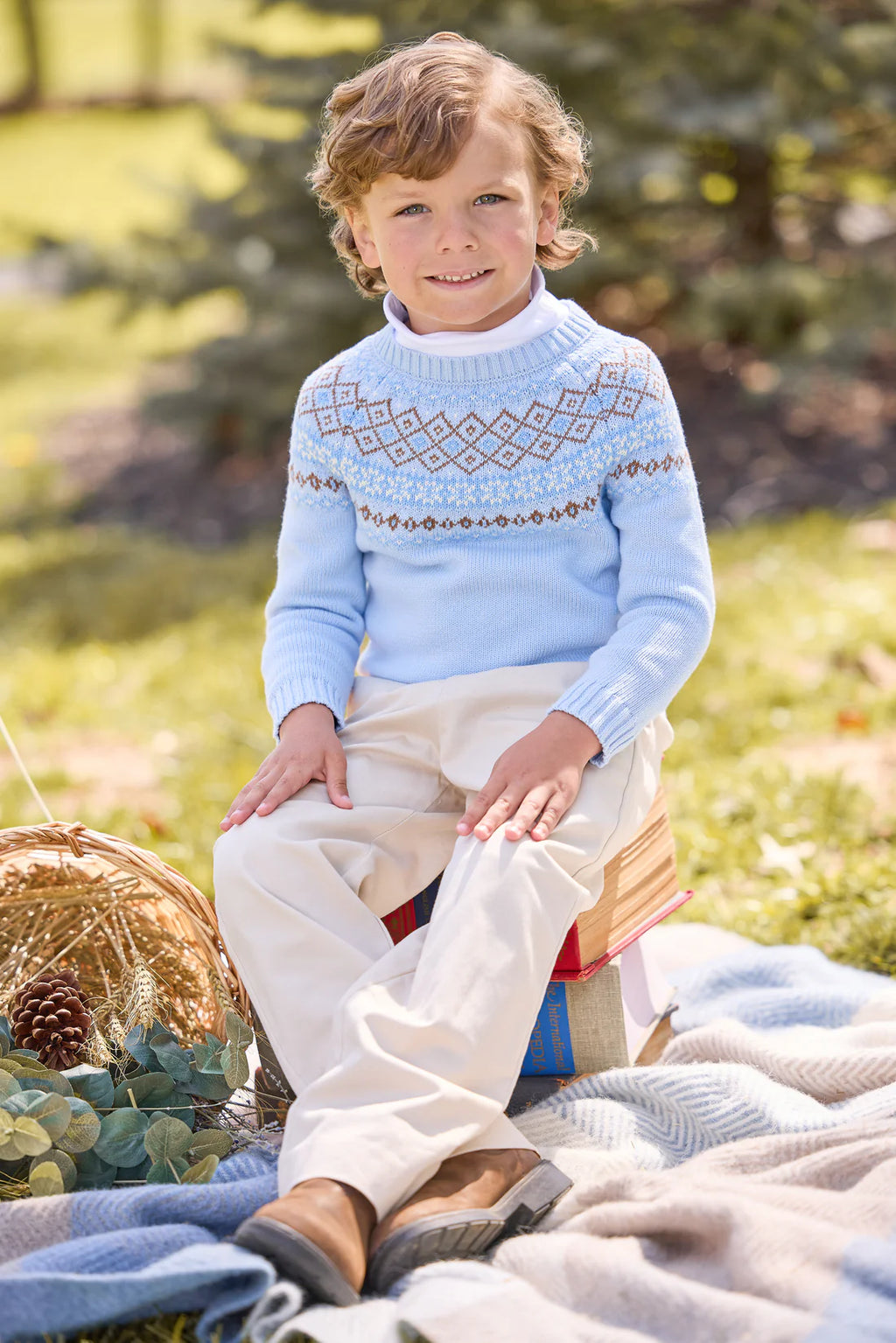 Little English Winthrop Fairisle Sweater in Light Blue