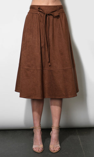 Greylin Wren Suede Midi Skirt in Camel