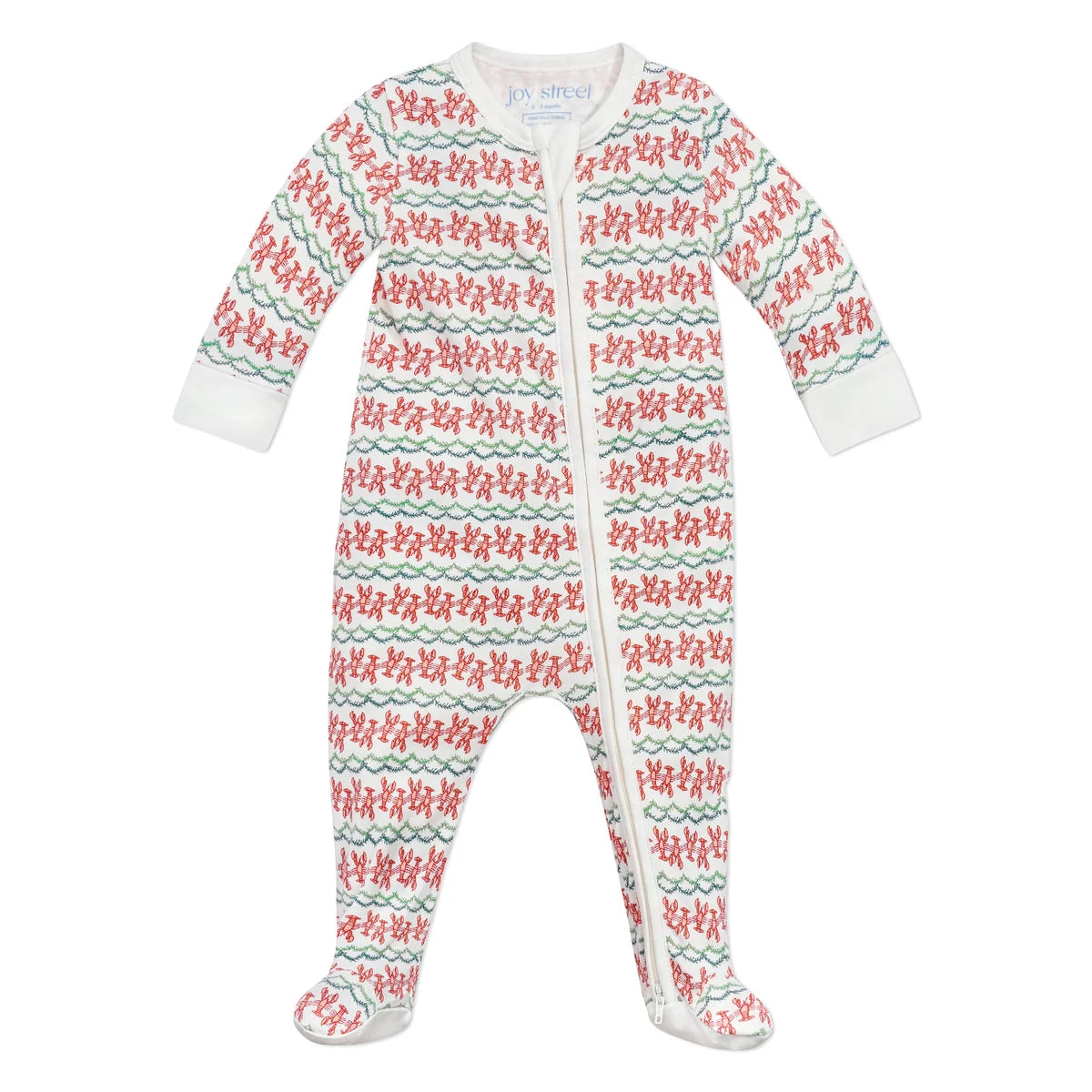 Joy Street Zip Footie in Christmas Lobsters