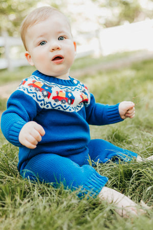 Maddie & Connor Knit Train Romper