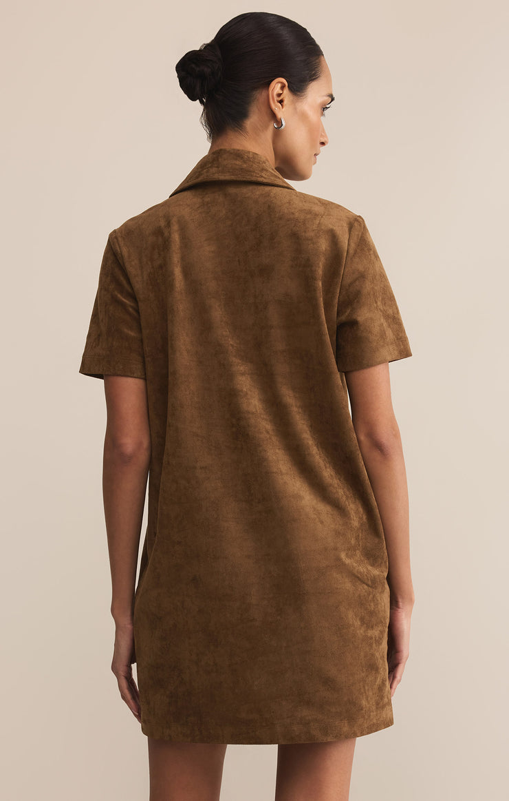 Z Supply Sydney Faux Suede Mini Dress in Coconut