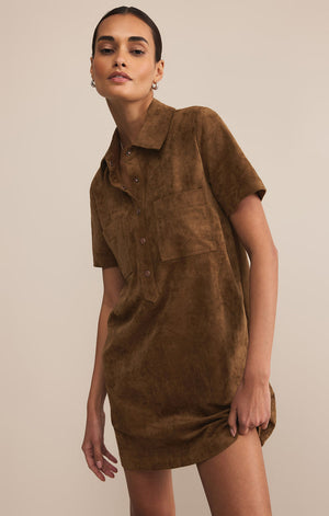 Z Supply Sydney Faux Suede Mini Dress in Coconut