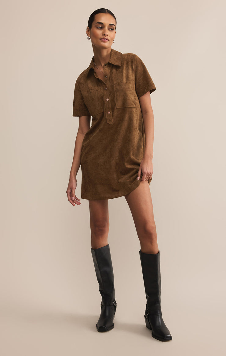 Z Supply Sydney Faux Suede Mini Dress in Coconut
