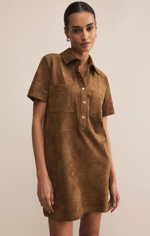 Z Supply Sydney Faux Suede Mini Dress in Coconut