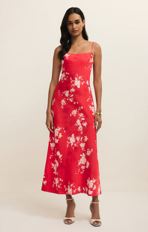 Z Supply Alyse Darya Floral Maxi Dress in Kiss Me Red