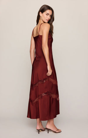 Z Supply Bruna Lace Inset Midi Dress in Rouge