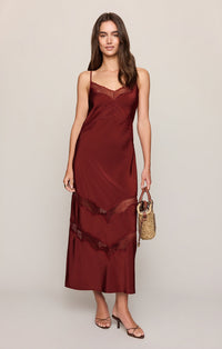 Z Supply Bruna Lace Inset Midi Dress in Rouge