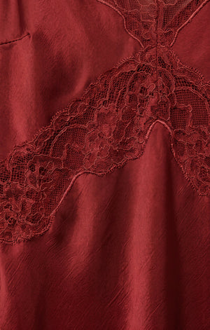 Z Supply Bruna Lace Inset Midi Dress in Rouge
