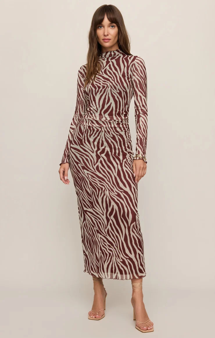 Z Supply Sevilla Zebra Mesh Midi Dress in Velvet Rouge – Crush