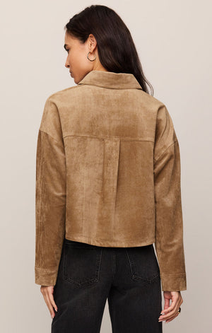 Z Supply All Day Cropped Suede Jacket in Light Sand