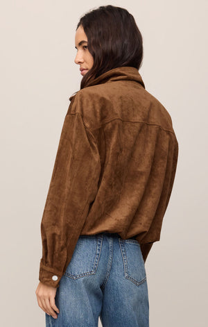 Z Supply Corin Bubble Hem Jacket in Saddle Suede