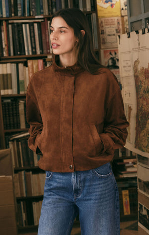 Z Supply Corin Bubble Hem Jacket in Saddle Suede