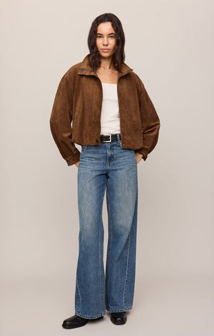 Z Supply Corin Bubble Hem Jacket in Saddle Suede