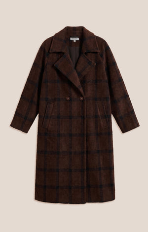 Z Supply Crosby Plaid Cocoon Coat in Dark Chocolate