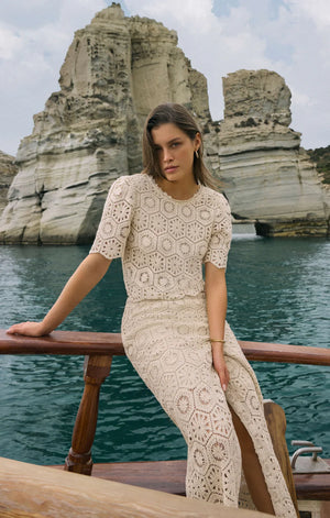 Z Supply Raquel Lace Skirt in Natural