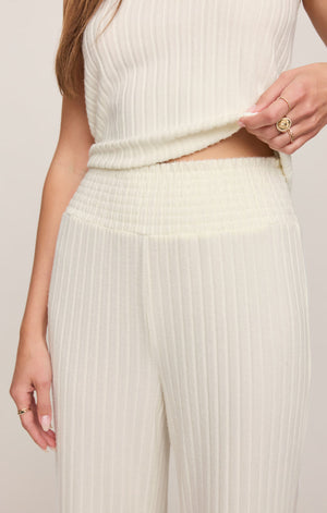 Z Supply Dawn Smocked Rib Pant in Bone