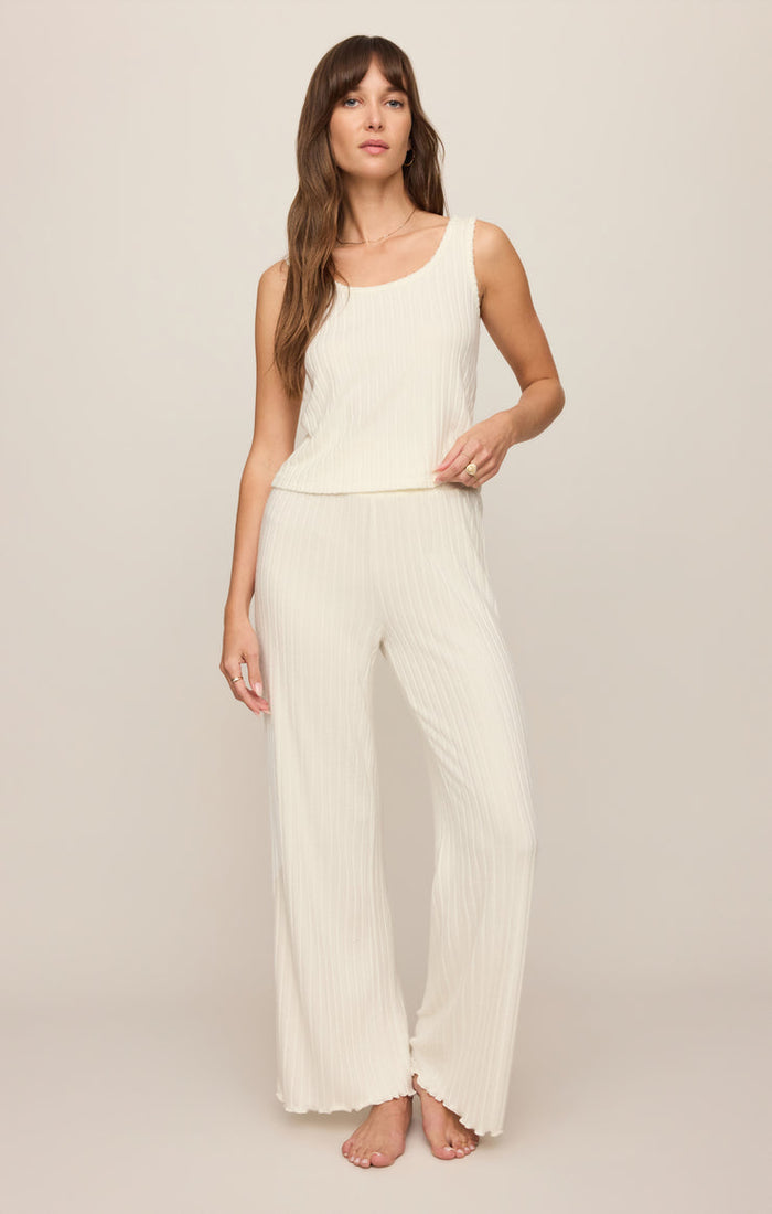 Z Supply Dawn Smocked Rib Pant in Bone