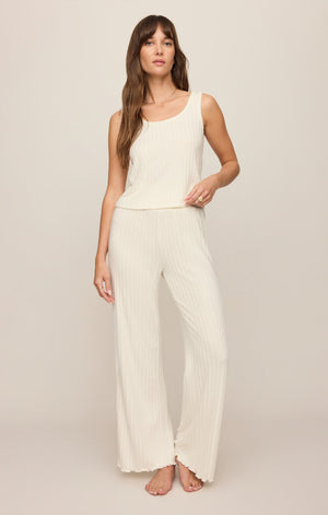 Z Supply Dawn Smocked Rib Pant in Bone