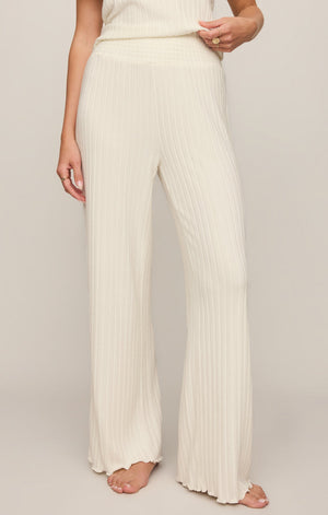 Z Supply Dawn Smocked Rib Pant in Bone