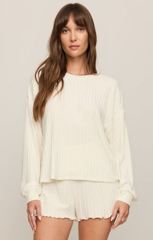 Z Supply Daydream Rib LS Top in Bone