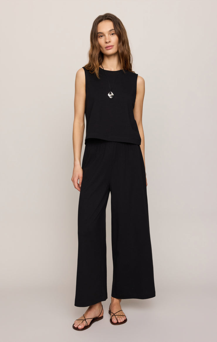 Z Supply Scout Jersey Crop Flare Pant in True Black