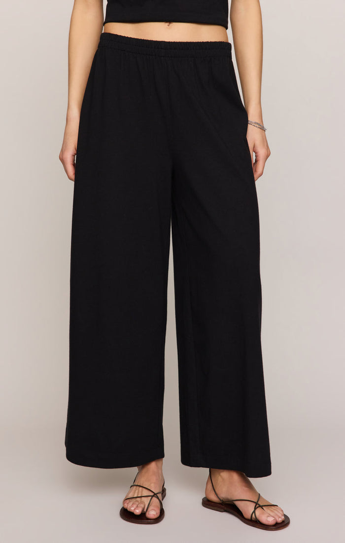 Z Supply Scout Jersey Crop Flare Pant in True Black