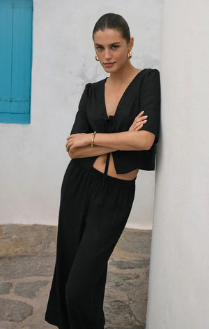 Z Supply Scout Linen Flare Pant in Black