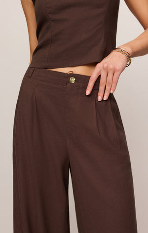 Z Supply Magnolia Linen Pant in Chocolate Cherry