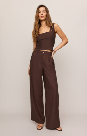Z Supply Magnolia Linen Pant in Chocolate Cherry