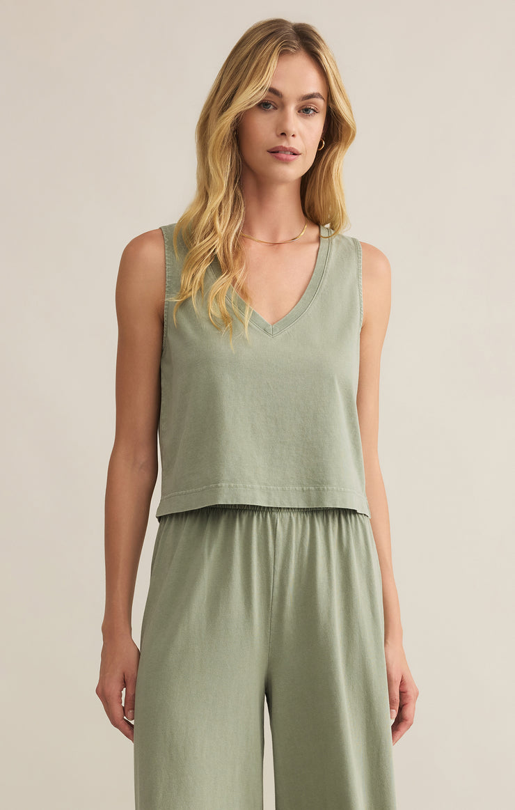 Z Supply Sloane V-neck Top in Avocado