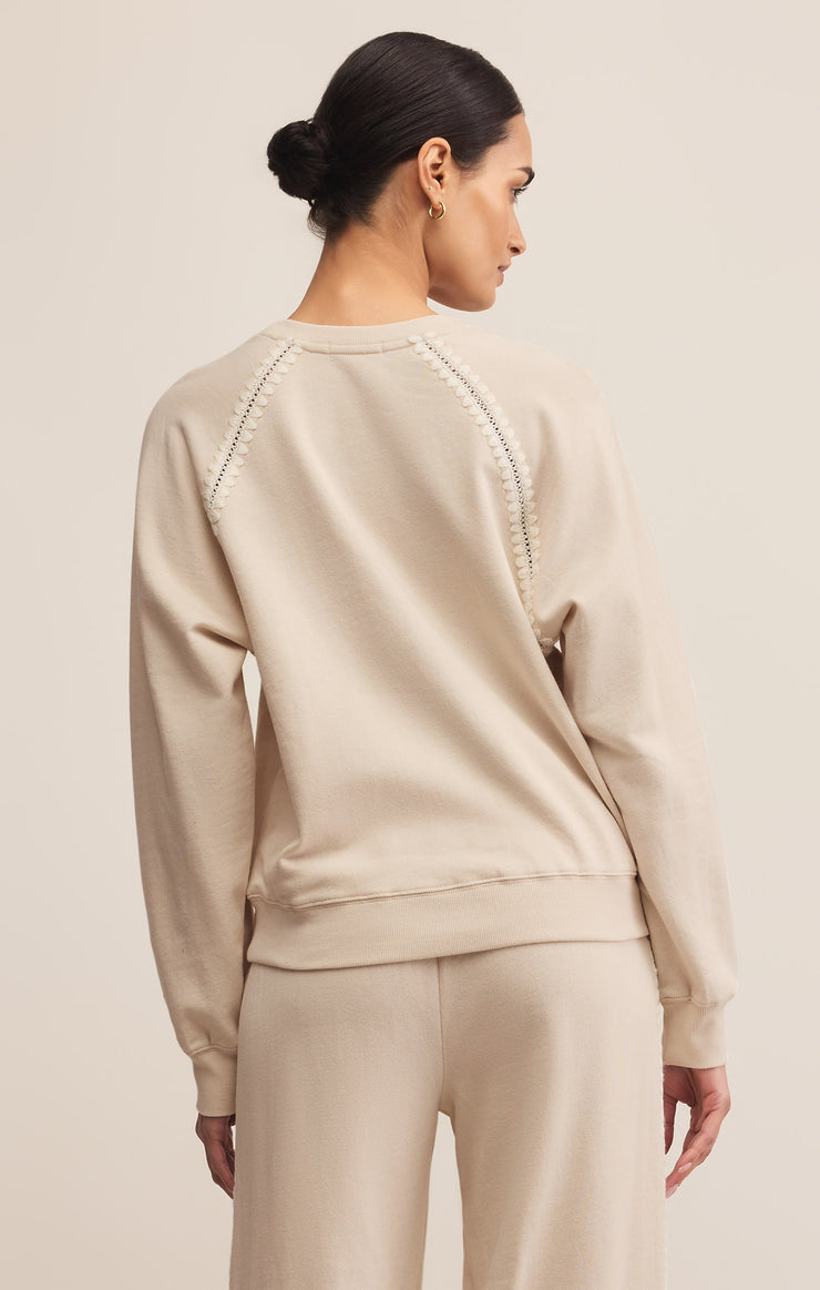 Z Supply All Around Embroidered Sweatshirt in Crystal