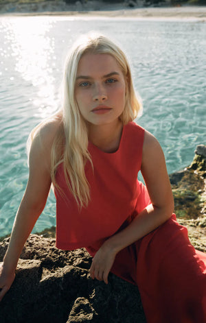 Z Supply Sloane Linen Tank in Chilli Pepper