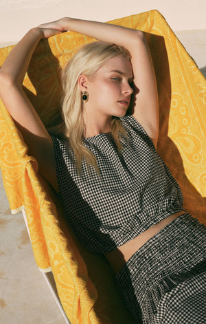 Z Supply Merit Cropped Gingham Top in Black