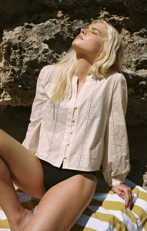 Z Supply Louella Button Up Top in Cloud