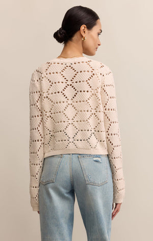 Z Supply Rosalyn Diamond Crochet Sweater in Crystal