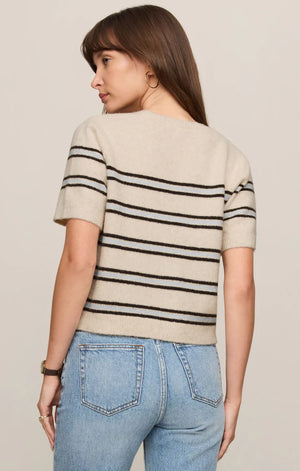 Z Supply Gatewood Stripe Sweater in Light Oatmeal Heather