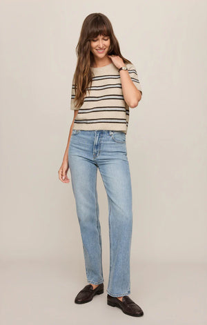 Z Supply Gatewood Stripe Sweater in Light Oatmeal Heather