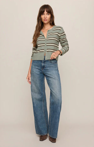 Z Supply Medina Stripe Cardigan in Aqua Cloud