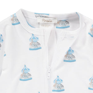 Pimalu Zip Footie in Blue Carousel