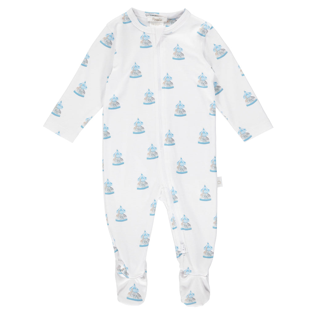 Pimalu Zip Footie in Blue Carousel