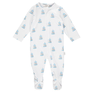 Pimalu Zip Footie in Blue Carousel