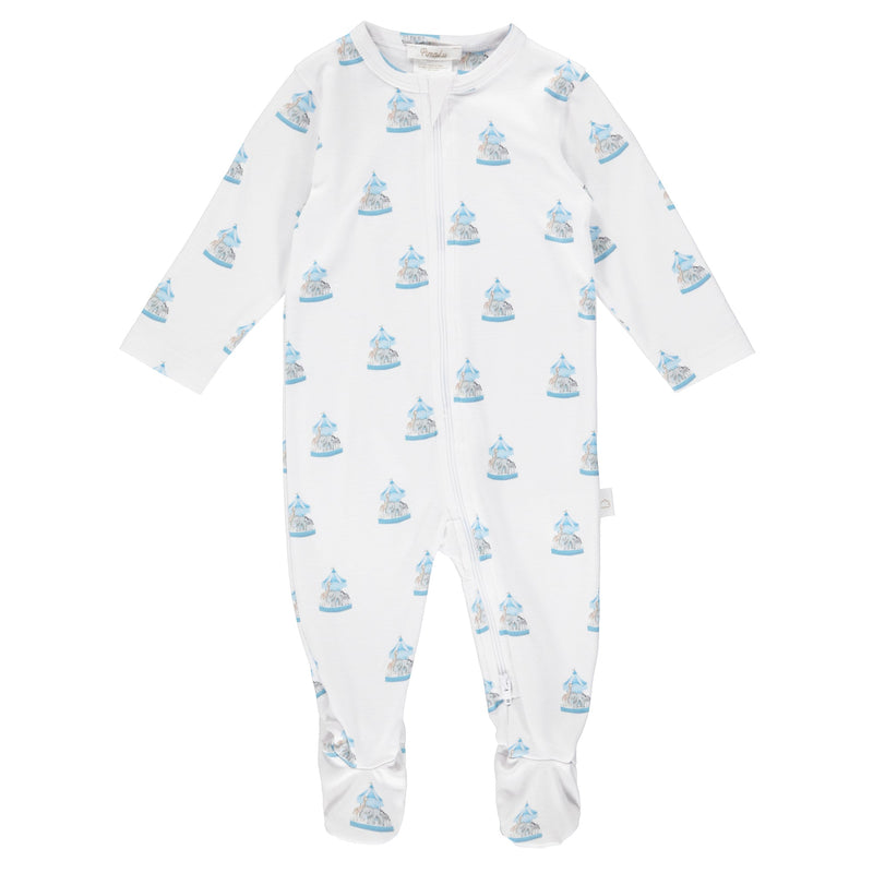 Pimalu Zip Footie in Blue Carousel